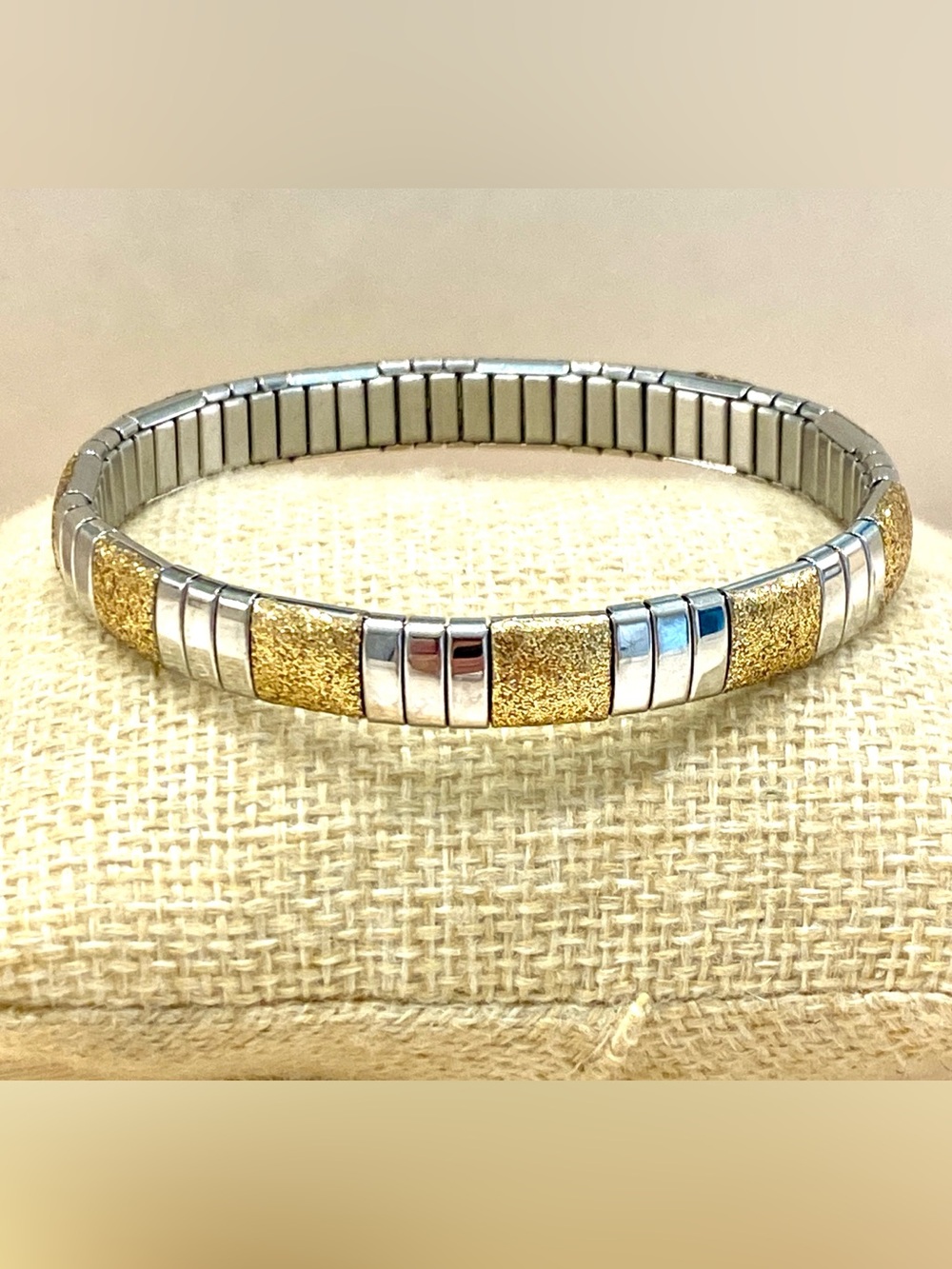 Charming Two-Tone Gold & Silver Stretch Bracelet